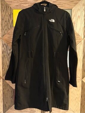 The North Face Women's Black TNF Apex Trench Coat Soft Shell Size L (No Belt)